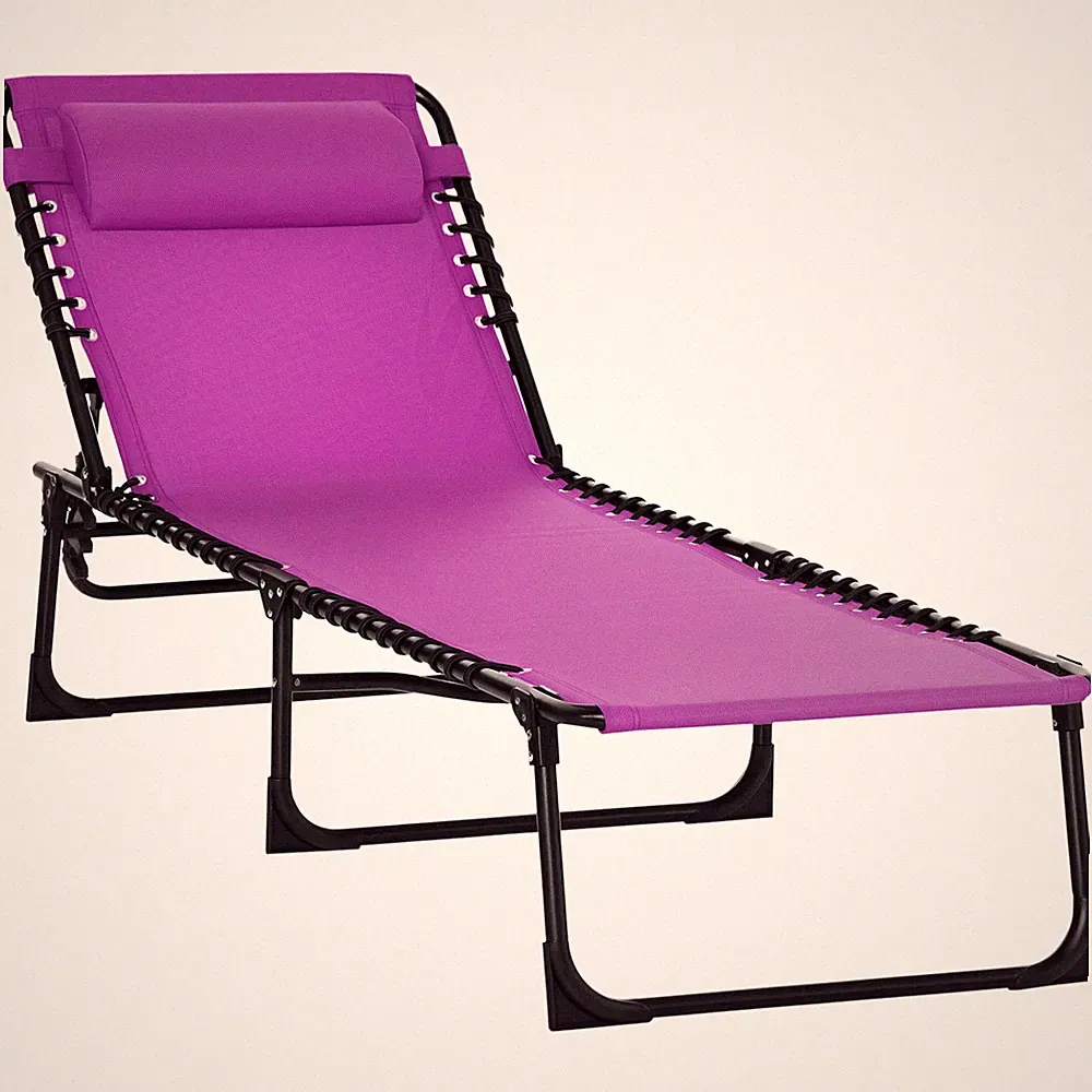 4-Position Recliner Chaise with Foldable Design Breathable Seat Fabric Purple