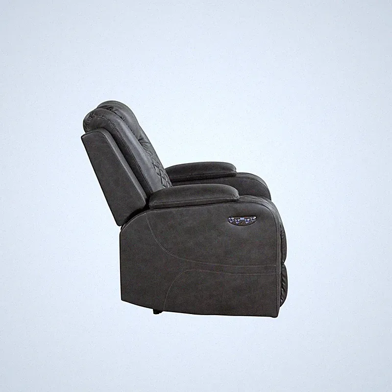 Benz LED & Power Recliner Chair Made With Faux Leather in Gray