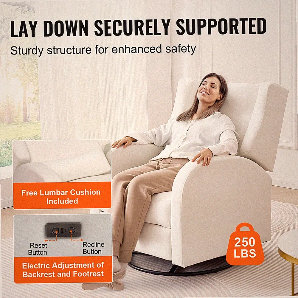 Electronic Power Recliner and Swivel Glider, Off White