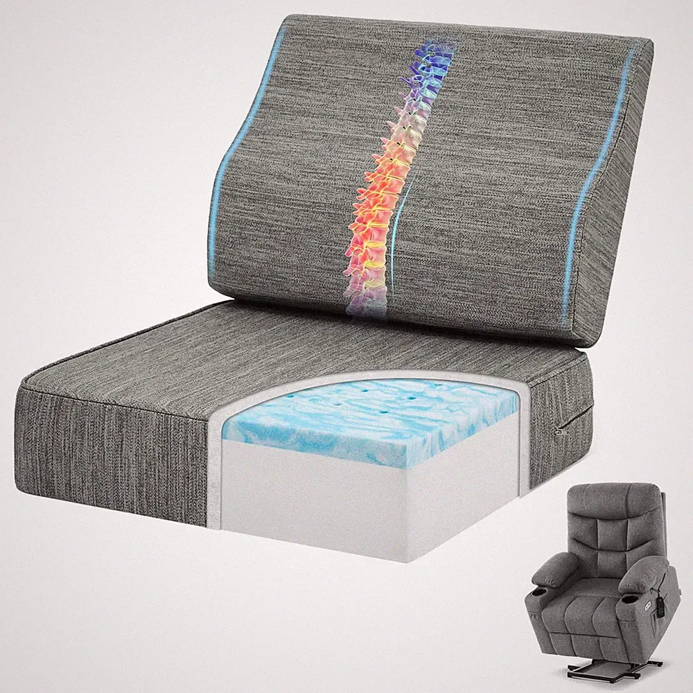 Gel Memory Foam Recliner Cushions with Lumbar Support Pillow for Elderly, 20x...