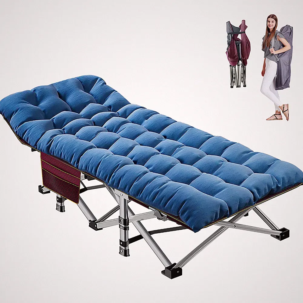H&ZT Folding Camping Cots Adults Sleeping Patio Lounger Chaise CarryBag Mattress