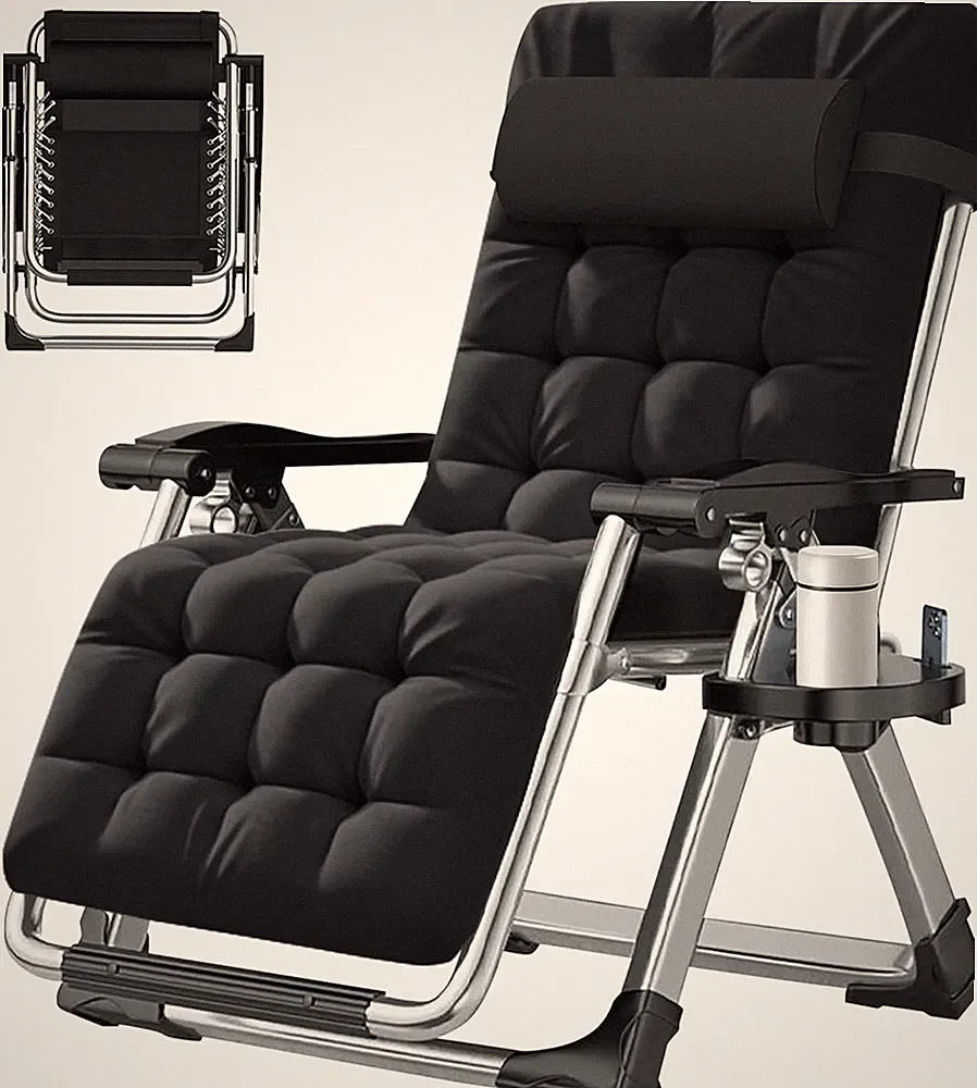 NAIZEA Outdoor Padded Lawn Recliner Zero Gravity Chair Folding Chaise Chairs&Mat