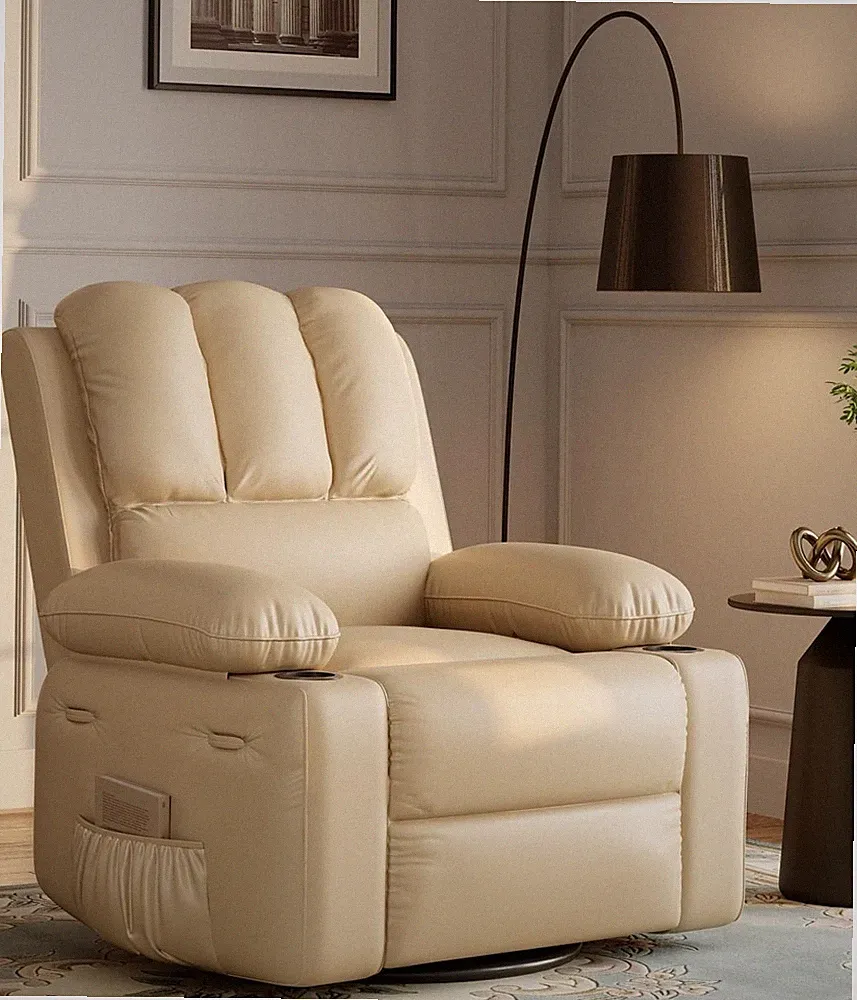 Oversized 27" Recliner Chairs with Heat and Massage 360° Swivel Lazy Chair