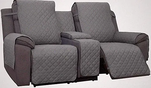 PureFit Water Resistant Reversible Recliner Loveseat, Gray/Light Gray